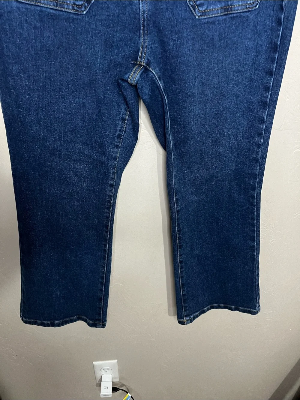 Michael Kors High Rise Front Patch Pocket Cropped Sailor Flare Jeans